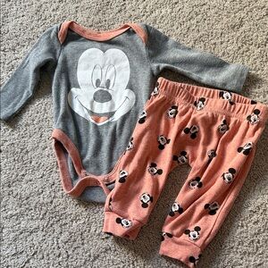 Disney Baby Gray and Coral Outfit